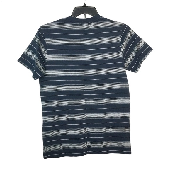 Men' Oakley S Small 34 - 36 V-Neck T-Shirt Top Striped Blue Gray Short Sleeve - Picture 4 of 7